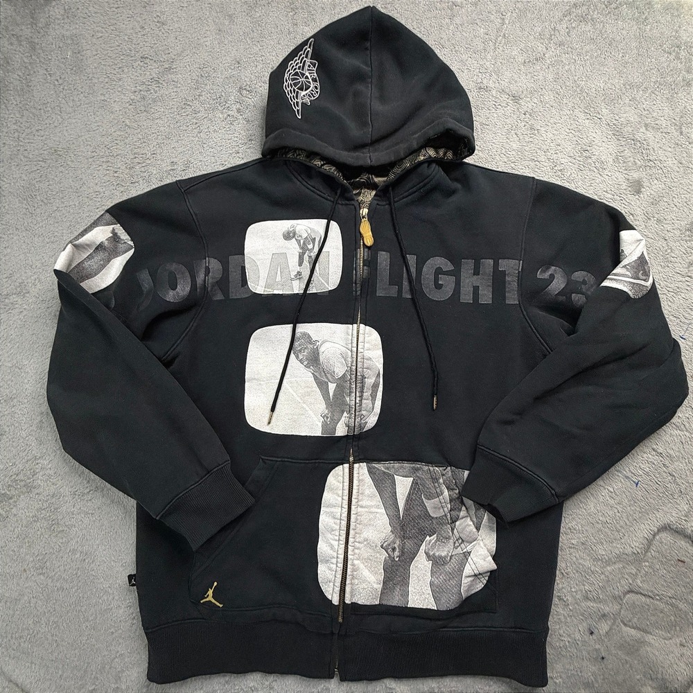 Jordan Flight 23 Graphic Full Zip Hoodie Black Gold XL Photo Print Sneaker Pull